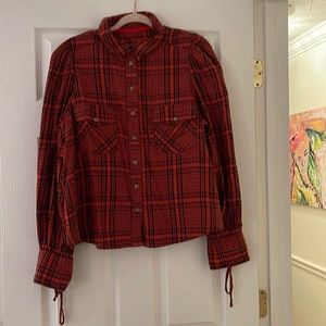 Free people puff sleeve flannel